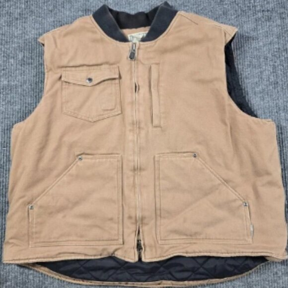 Duluth Trading Co Vest Mens 2XL Brown Quilted Lined Workwear Utility Pockets - Picture 1 of 12